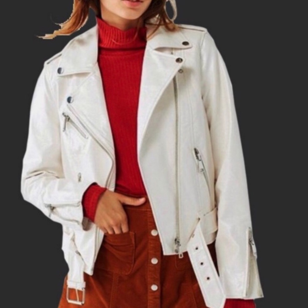 white belted leather jacket
